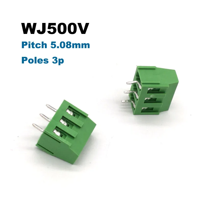 30/50/100 шт. шаг 5 08 мм винт Клеммная колодка коннектор прямой контакт 2P 3P WJ500V блоки