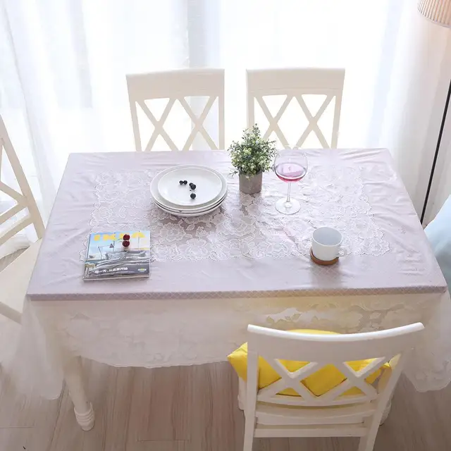 Waterproof Oil Proof Tablecloth Gold White Lace Table Waterproof Oil Proof Tablecloth Gold White Lace Table Cloth Plastic Pvc Soft Gl