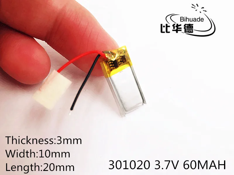 Li-po 3,7 V 60 mAh перезаряжаемый литий-полимерный литий-ионный аккумулятор Батарея для наушников mp3 mp4 mp5 динамик mouse recorder 301020 031020