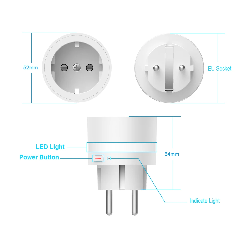 WiFi умная розетка с контролем энергии, розетка с вилкой европейского стандарта, таймер со светодиодной подсветкой, переключатель голосового управления, работа Alexa Google IFTTT Smart Life