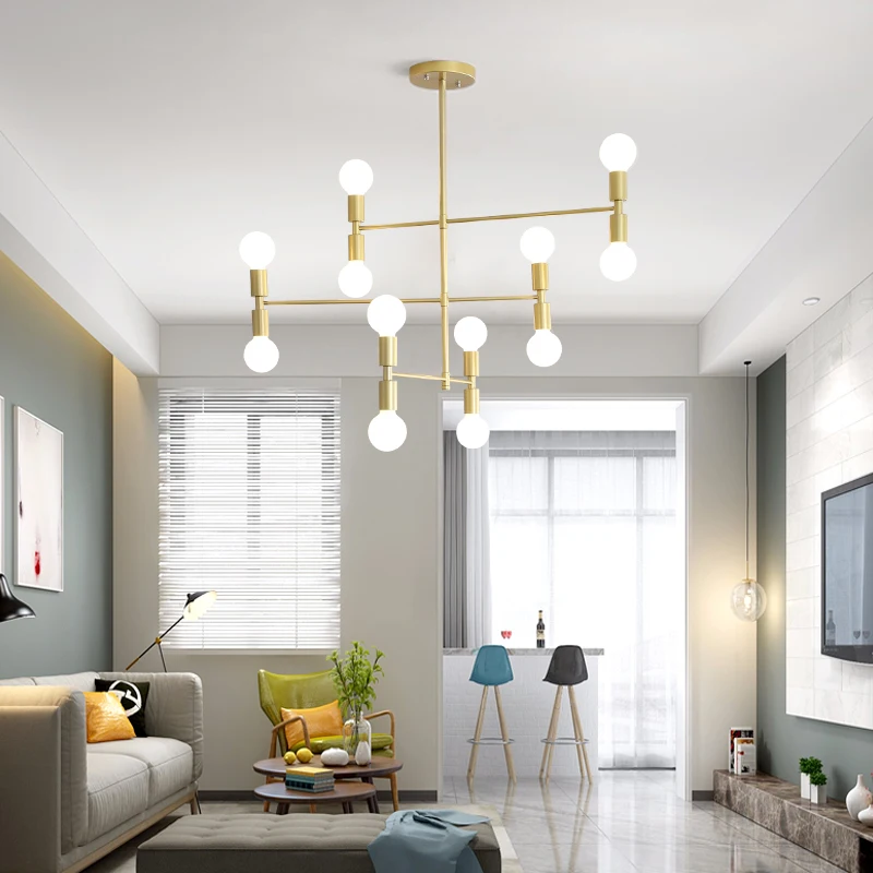 Modern Fashion Designer Black Gold Led Ceiling Art Deco Suspended Chandelier Light Lamp for Kitchen Living Room Loft Bedroom | Лампы и