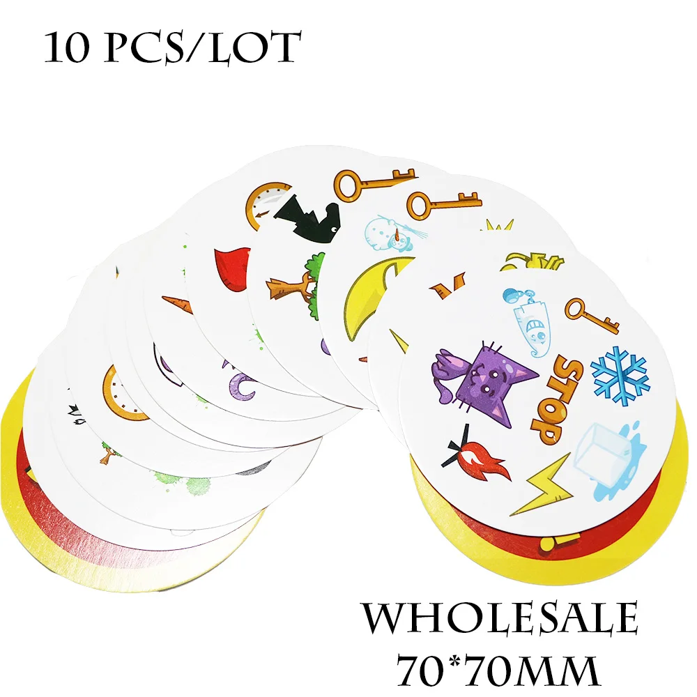 

10 pcs/ lot spot card game 70 mm playing cards for kids family party nursery school education board games for wholesale