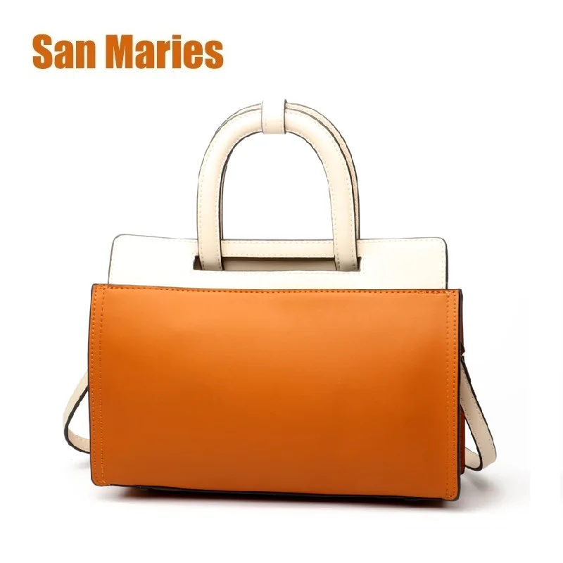 

San Maries New Fashion Women Handbags High Quality Genuine Leather Totes Bags Brief Woman Shoulder Bag Ladies Crossbody Bags
