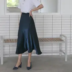 WSYORE повседневное длинные юбки для женщин для одежда 2019 Новинка весны и лета ПР простой Уайлд Высокая талия атласная юбка NS998