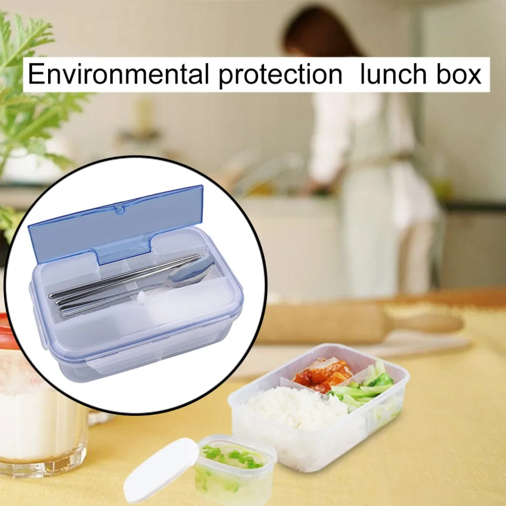 1000 мл Пластиковые современные Ecofriendly наружная портативная микроволновка набор посуды с чашей для супа с вилкой контейнеры для еды