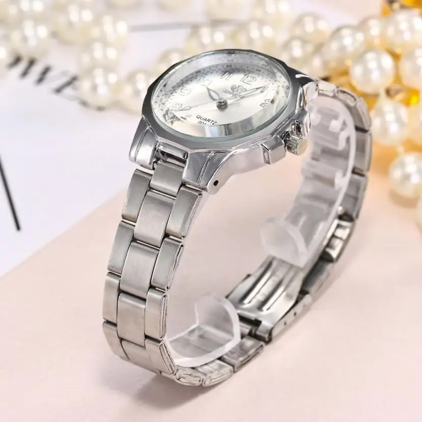 Женские Модные Аналоговые кварцевые круглые наручные часы с ремешком из нержавеющей стали, женские часы от ведущего бренда, роскошные повседневные наручные часы