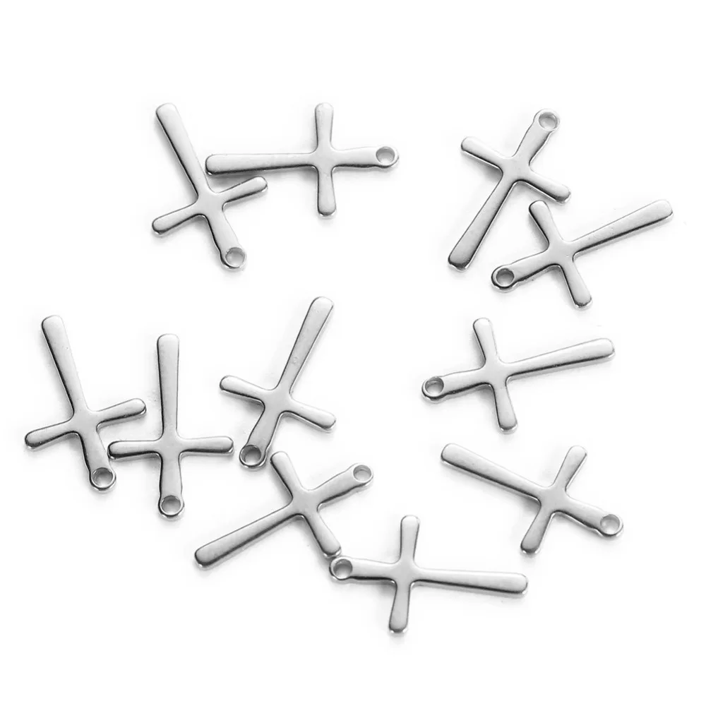 20Pcs/lot Stainless Steel Cross Charms Pendant Religious silver gold color Jewelry Making DIY Charms Handmade Crafts