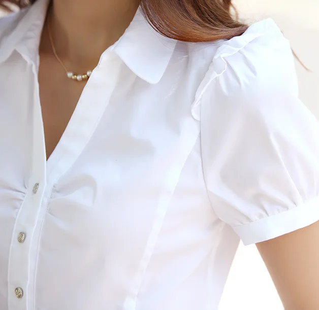 Femininas Blusas 2018 Women Summer Tops Fashion Slim Shirt Short Sleeve White Blouse S-XXL Women Clothing Chemise Femme