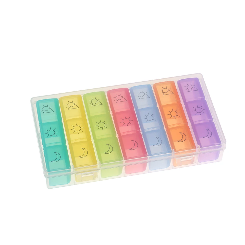 

New Plastic Storage Box Pill Organizer 7 Days 3 Times a Day Weekly with 21 Compartments Large Portable Medication Case