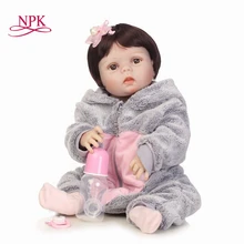 NPK 57 см Силиконовые полный средства ухода за кожей реалистичные куклы-реборн для маленьких девочек новорожденных мода Bebes Кукла реборн Рождественский пода