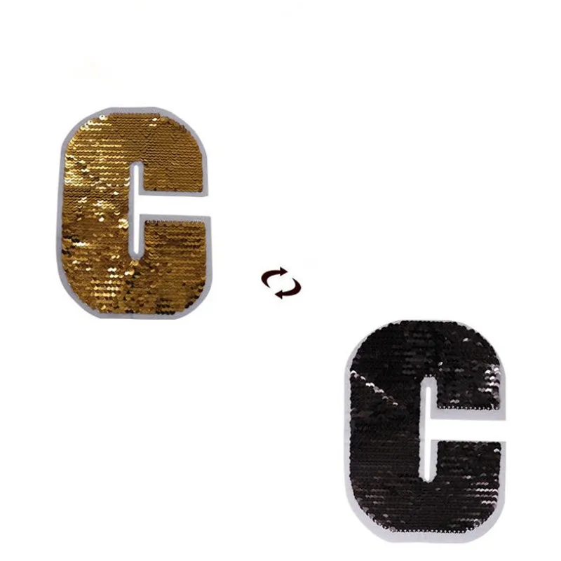 

Letters Patch deal with it clothes t shirt women Diy 153mm AB C Reversible change color sequins biker patches for clothing