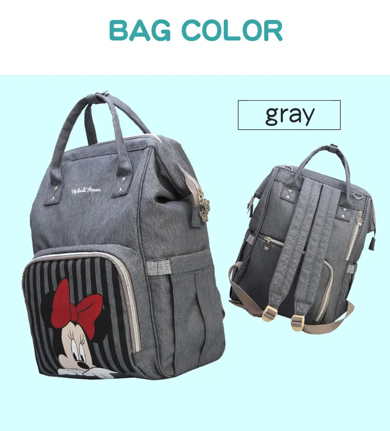 Disney Микки Минни Мумия сумка для подгузников дорожная пеленка сумка Bolsas Maternidade коляска с водоотталкивающим покрытием сумка USB Электрический
