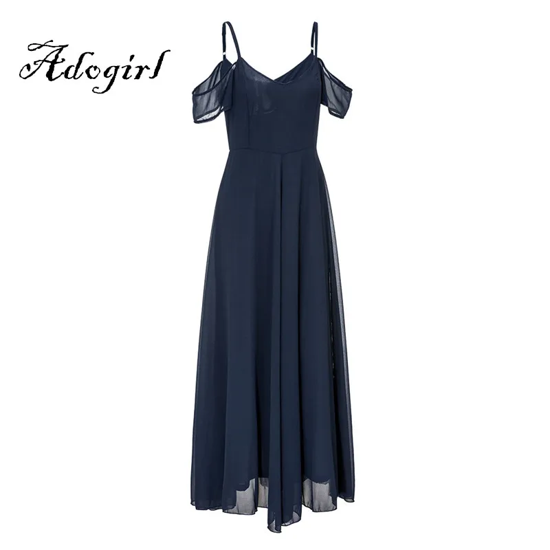 Adogirl 2017 Summer Sexy Women Chiffon Spaghetti Strips Maxi Dress-7