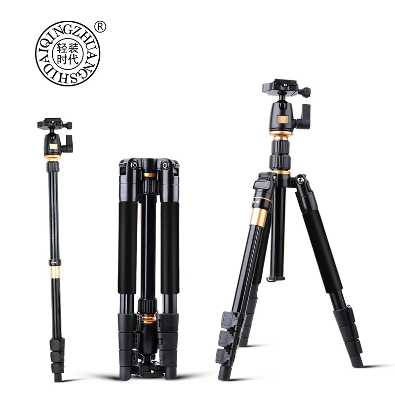 

Camera Tripod QZSD Q555 Aluminium Alloy Camera Video Monopod Professional Extendable Tripod With Quick Release Plate Stand