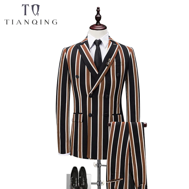 Мужской деловой костюм на заказ, приталенный Классический мужской костюм, блейзеры, роскошный мужской двубортный костюм(пиджак+ брюки+ жилет - Цвет: 716red