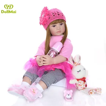 

60cm Silicone Reborn Toddler Toy 24" Lifelike Vinyl Princess Girl Baby Doll High Quality bebe reborn Birthday Gift Play House To