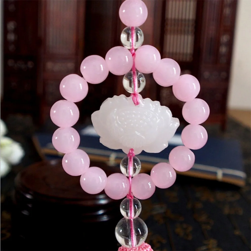 Lucky Lotus Car Mirror Pendant Car Interior Jewelry Decor Car Hanging