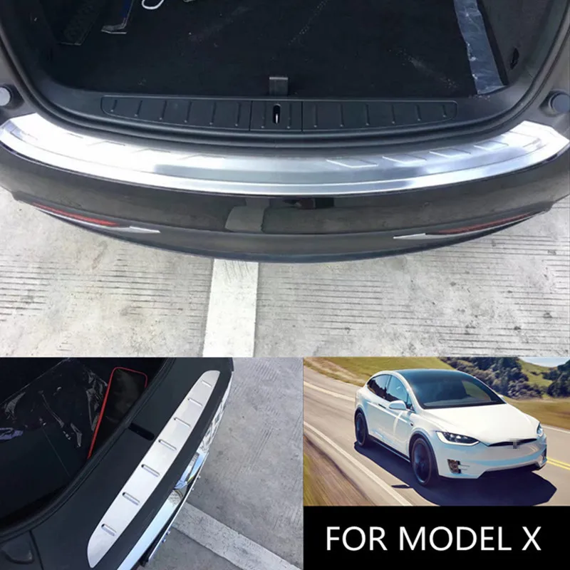 For Tesla Model X Car Rear Trunk Sticker Stainless Steel Back Trunk