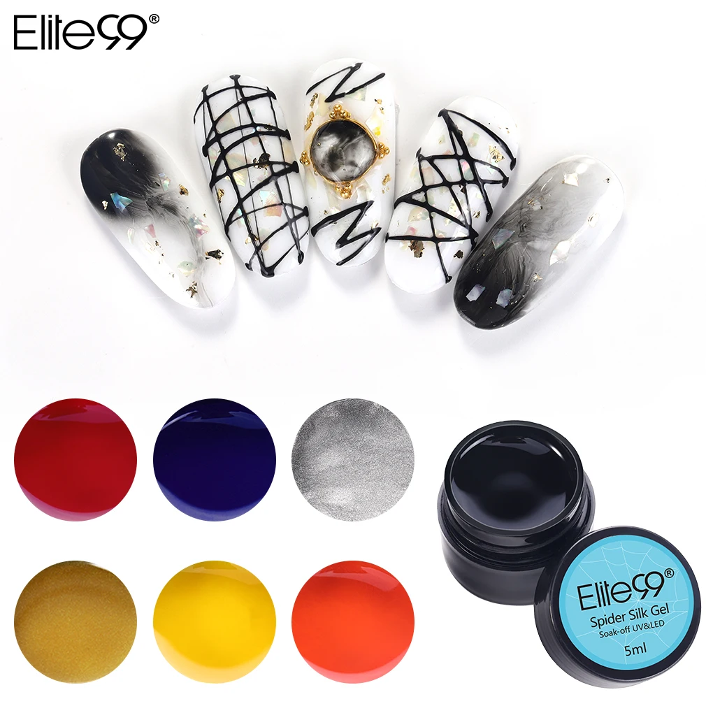 

Elite99 5ml Wire Drawing Gel Nail Polish Point To Line Painting UV Gel Lacquer Pulling Silk Spider Nail Art Gel All 12 Colors