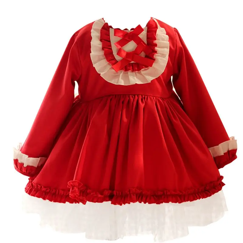 

Spanish Winter Dresses for Girl Clothes Thick Princess Costumes Kids Long Sleeve Tulle Birthday Party Layered Dress Wedding Robe