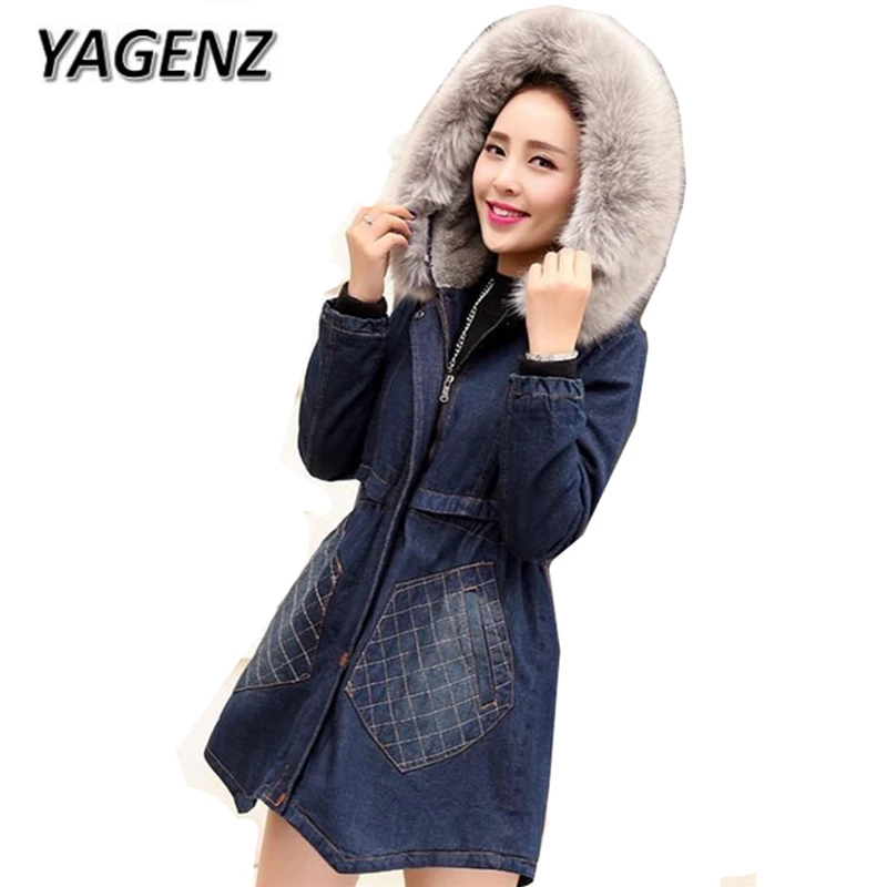 2017 New Winter Girls Denim Jacket Children Plus Velvet