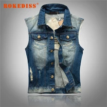 Classic Vintage Mens Jeans Vest M-5XL Star Patch Designes Embroidery Jeans Waistcoat Men Denim Sleeveless Jean Jacket Men G264