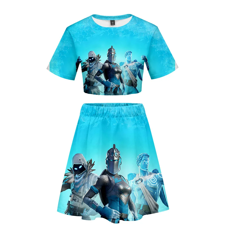 

Batle Hero Game Women Outfits 2 Piece Set Women Outfit 3D Print T-Shirt Women's Suit Mini Skirt Summer Top Ensemble Femme