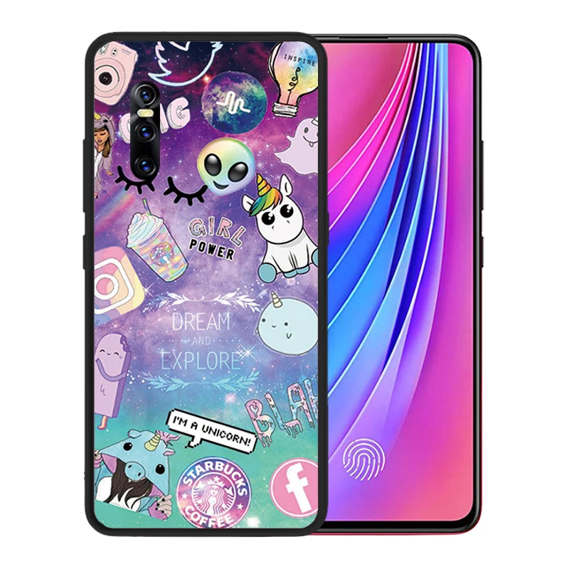 Black Silicone Case for Vivo V15 Pro Starry Sky Phone Cases Cover Coque Fundas
