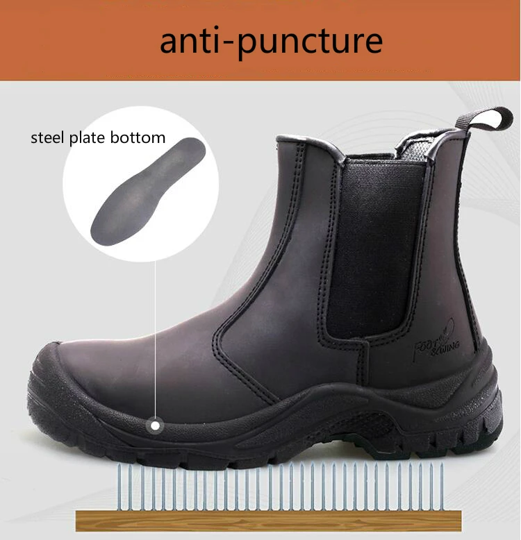 Мужская модная Рабочая защитная обувь со стальным носком размера плюс; демисезонная рабочая обувь из натуральной кожи на платформе; ботинки челси