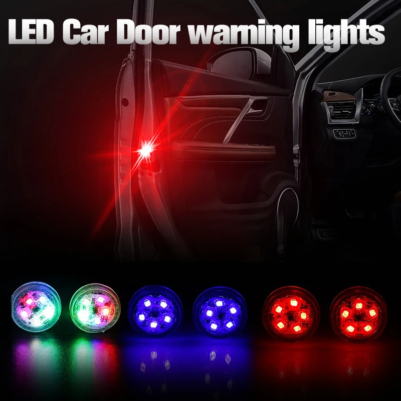 2pcs 5LED Car Door Opening Warning Lights Anti Rear-end Collision Lamps Lights