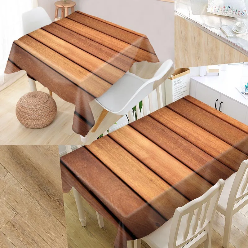 

Custom Wood Modern Dustproof Tablecloth High Quality Print Tablecloth Everything for Home and Kitchen