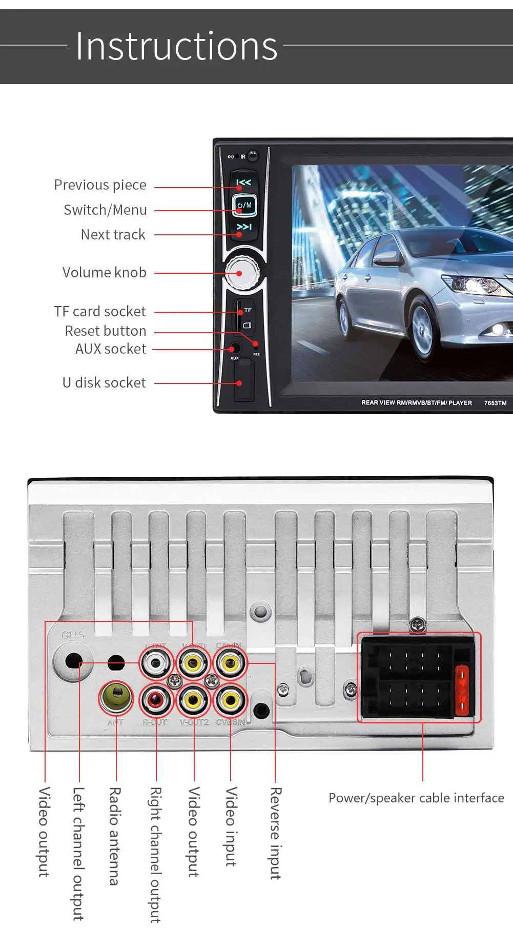 SWM радио автомобиля стерео 6," авторадио радио Bluetooth Зеркало Ссылка Estereo де Авто Con Pantalla Реверсивный Изображение радио Coche USB FM