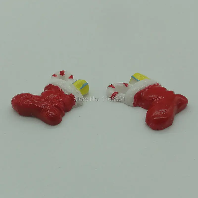 1pcs/lot resin flatback gift stockings 22mm Cabochons Scrapbooking Hair Bow Center DIY Christmas decration C108-10
