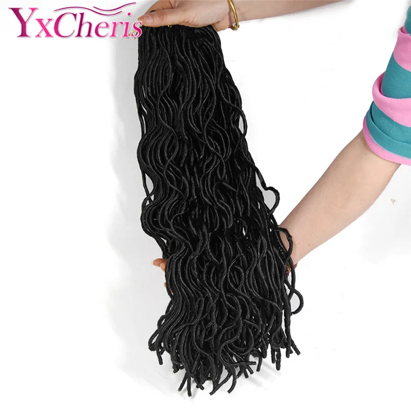 YxCherisHair 1" кудрявый вьющиеся Синтетические Искусственные локоны в стиле Crochet волос goddesss dreadlocs глубокий Волнистые искусственные локоны в стиле Crochet косы волосы для наращивания