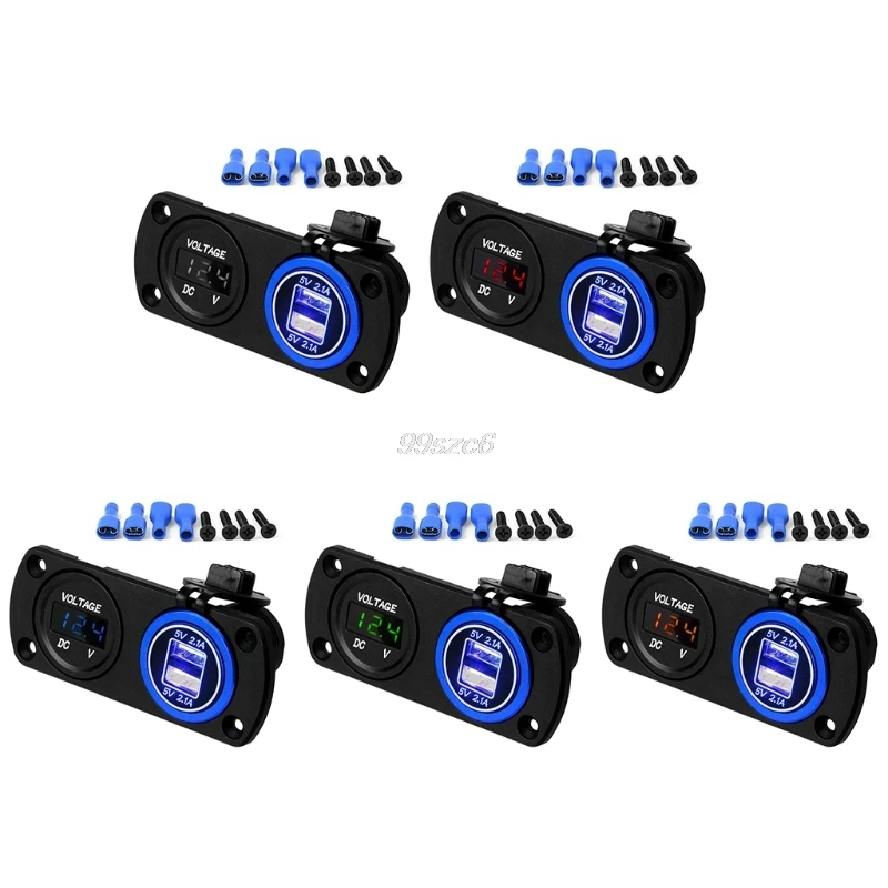 

DC 12V 24V Dual USB Socket LED Digital Voltmeter Car Charger Adapter Power Panel Sep10 Drop Ship