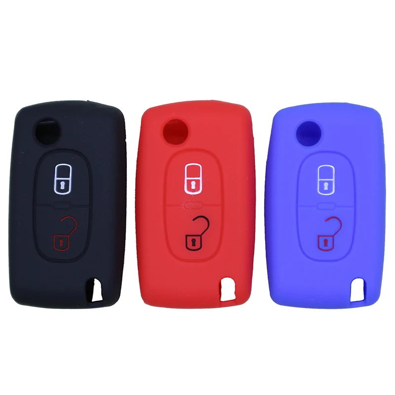

Silicone rubber car key cover shell for Peugeot 207 307 308 407 4008 Citroen 2 buttons key case cover