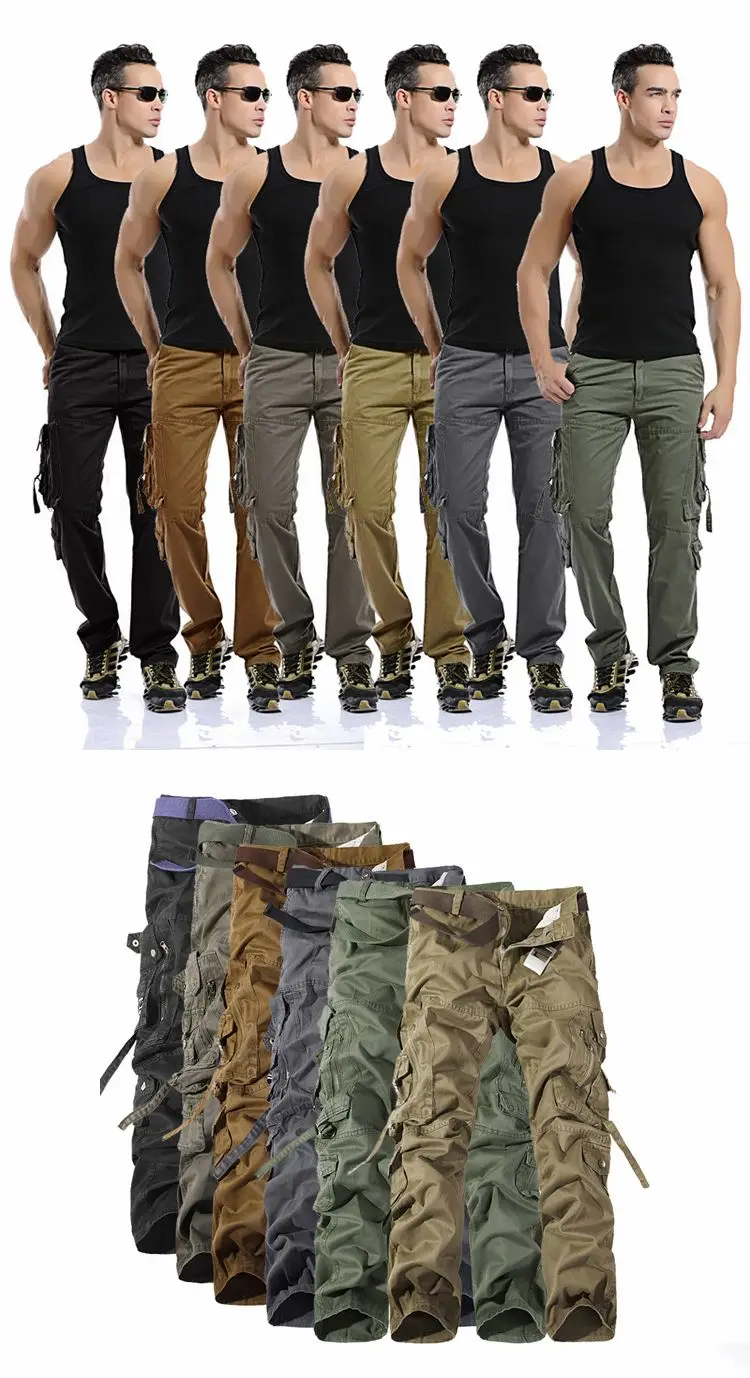 blue cargo pants MIXCUBIC 2019 spring Autumn army tactical pants Multi-pocket washing loose army green cargo pants men casual Tooling pants 28-42 cargo joggers