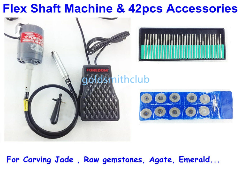 

Flex Shaft Machine CC30 Motor for Carving Jade Raw gemstones Agate Emerald 42pcs Accessories