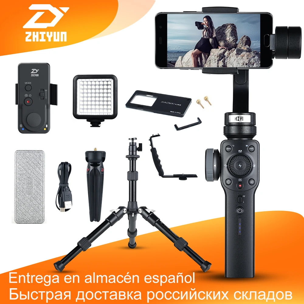 3 осевой Ручной Стабилизатор Zhiyun Smooth 4 для смартфона iPhone X 8 7P Samsung S9 + S8 PK Q DJI Osmo 2|Риги