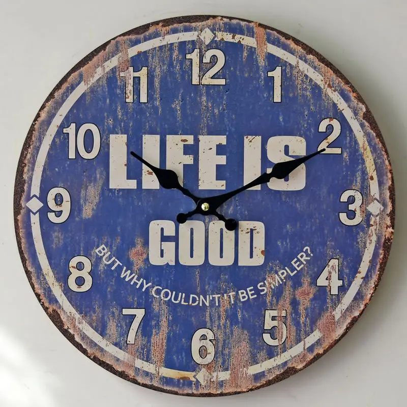 Newest Vintage Life Is Good Digital Wooden Wall Clocks Antique Blue Newest Vintage Life Is Good Digital Wooden Wall Clocks Antique Blue Clock For Livingroom Kitchen Bedroom In From Home Garden On