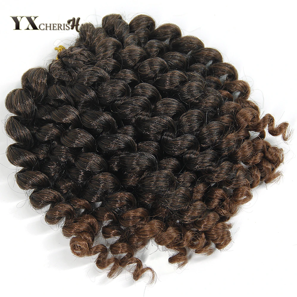

8inchs Synthetic Braiding Hair Extension Crochet Braids Jumpy Wand Curl ombre color For Black Woman Jamaican Bounce