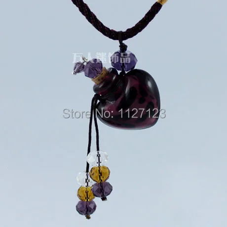 

Free shipping!!3pcs Murano Glass Perfume Necklace Leopard Heart ( purple),Essential Oil Vial Necklace,Perfume Bottle Jewelry