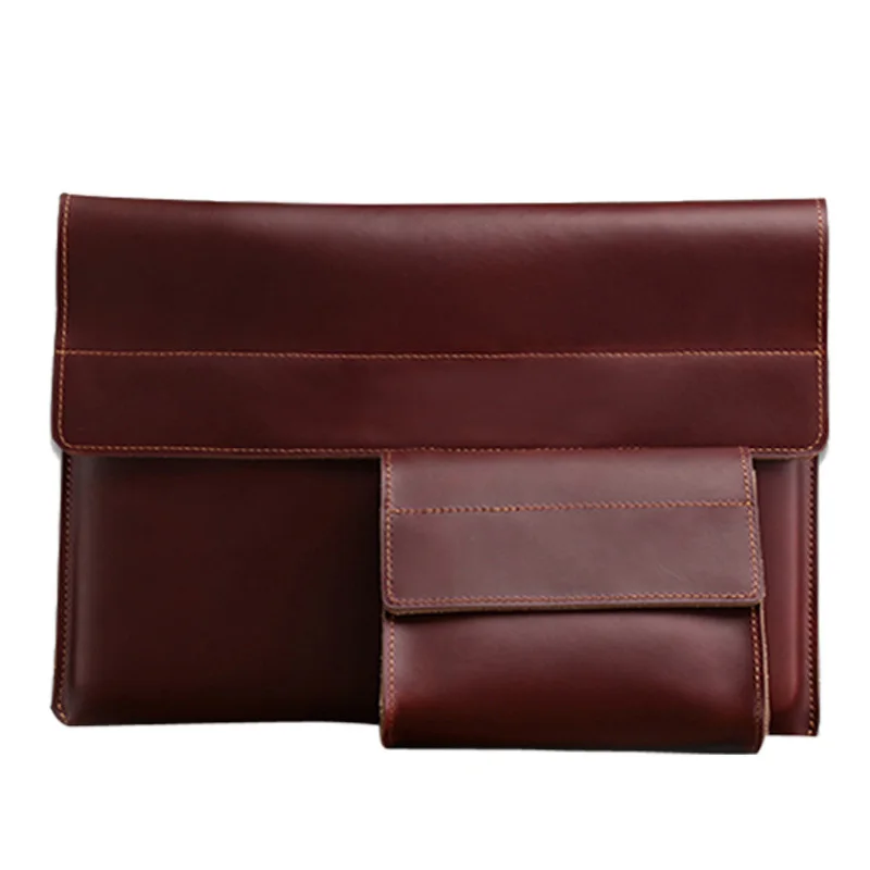 

2 Pieces/Set Nature Genuine Leather Document Bag (Big Size:39*27 cm,Small Size:16*13 cm) Paper File Storage Bag Joy Corner