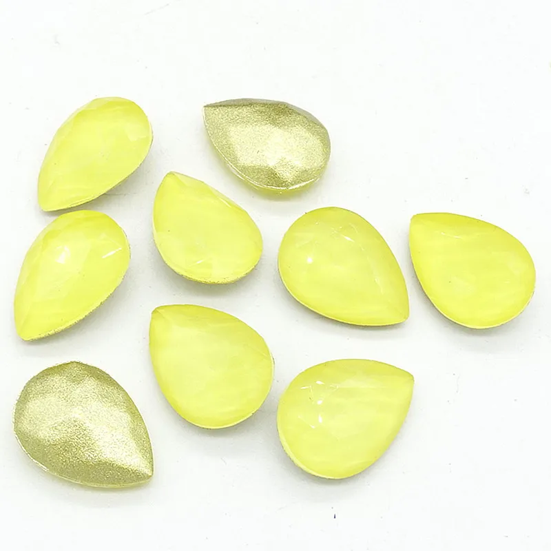 10 шт. мокко стеклянный кристалл в форме слезы Стразы в виде капель свободные бусины DIY 13x18 мм - Цвет: Lemon yellow