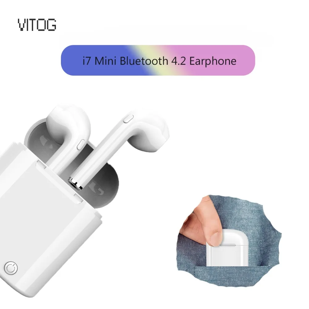 

i7s TWS Mini Wireless Bluetooth Earphone Stereo Earbud Headset With Charging Box Mic For Iphone Xiaomi All Smart Phone air pods