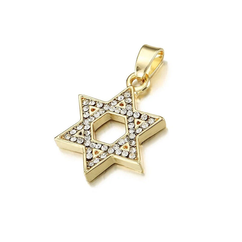 

Men Hip Hop Jewelry Star David Hexagram Pendant Iced Out Chain Paved Bling Crystal Charm Necklace Chain Stainless Steel Titanium