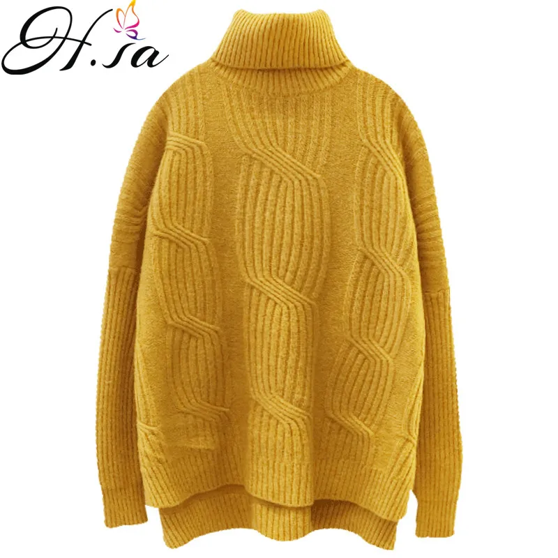 

H.SA 2018 Winter Women Sweater Jumpers Turtleneck Pullovers Oversized Knit Sweater Twisted Warm Thick Korean christmas sweater