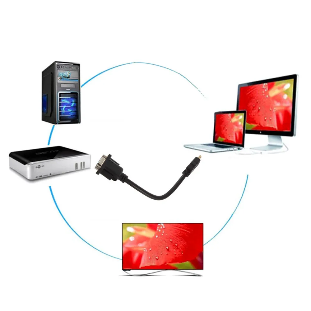 Высокое качество Горячая Распродажа HDMI Мужской к VGA D-SUB 15 контактов Женский видео AV адаптер конвертер кабель для Набор для HDTV-top