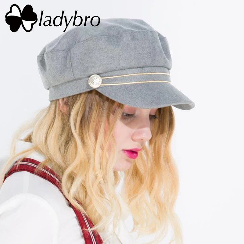 Женская кепка в стиле милитари Ladybro бейсболка на плоской подошве восьмиугольном