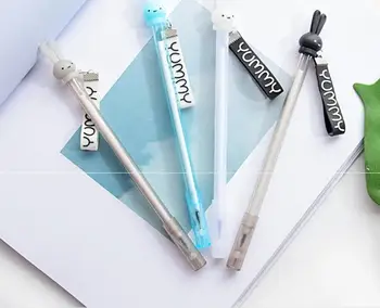 

mix ship new rabbit design gel pen cute cartoon stationery prize gift school kawaii sign pen black candy color pen 48pc 0.5mm
